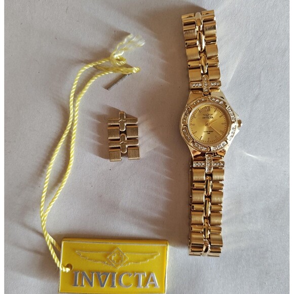 Invicta Women's Watch 18K Gold Plated Crystal Accents 50M Water Resistant 001893 - Picture 1 of 11